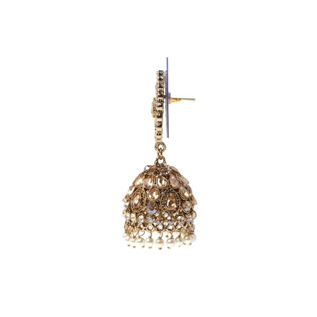 Royal Pearl Kundan Jhumka Earrings - Image 3